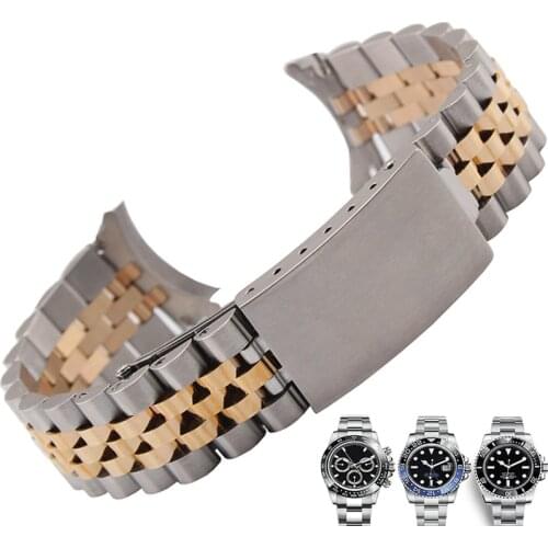 20mm 22mm Solid Curved End Screw Links Clasp Steel Watch Band Bracelet For Rolex OYSTER Style Subamriner Daytona GMT