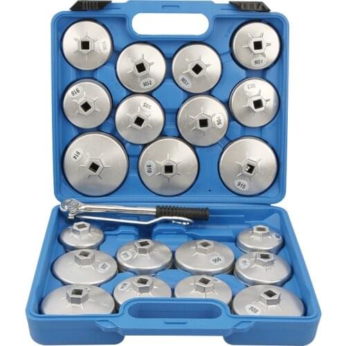 23pcs Oil Filter Remover Wrench Kit Aluminum Professional Cup Style Socket Remover Tool Kit Universal Car Repair Tools Set