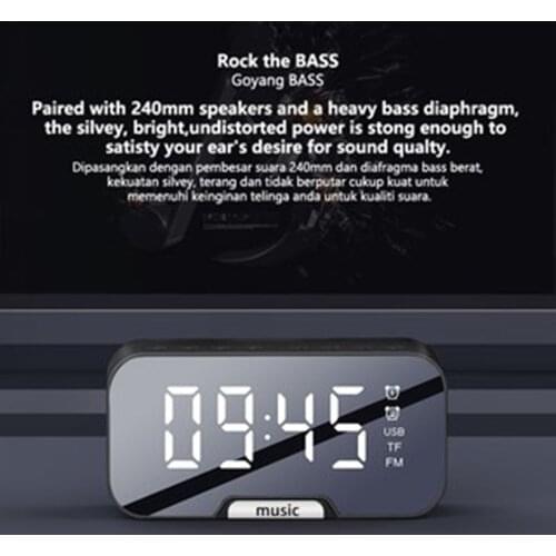 Wireless Speaker Portable Card Audio Small Home Alarm 1400mAh Clock Adjust Volume LED Display Durable Clock