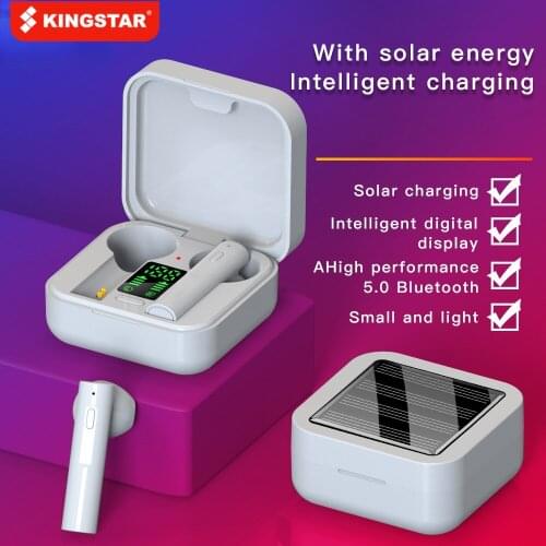 KINGSTAR Solar Energy TWS Wireless Headphones Bluetooth Earphone Handsfree Earbuds Headsets with Micr for Xiaomi Huawei OPPO