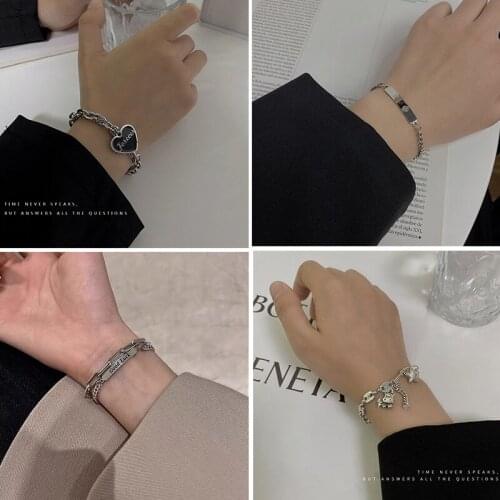 Simple fashion letter titanium steel double-layer bracelet female hip-hop love bracelet net red fashion jewelry