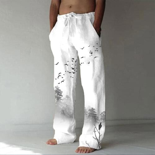 Mens Hawaiian Printed Casual Pants Long Pants Fashion Casual All-match High Quality Large Size Straight Pants Fall 2021