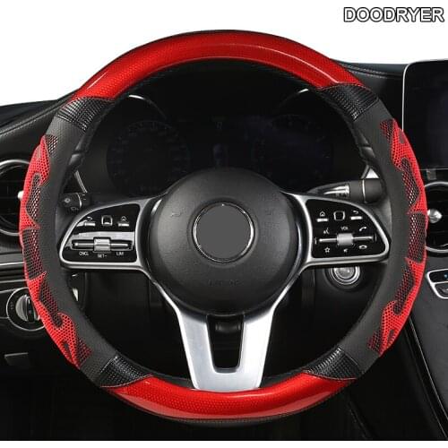 DOODRYER Carbon Fiber Leather Car Steering Wheel Cover For Toyotas Crown S180 S210