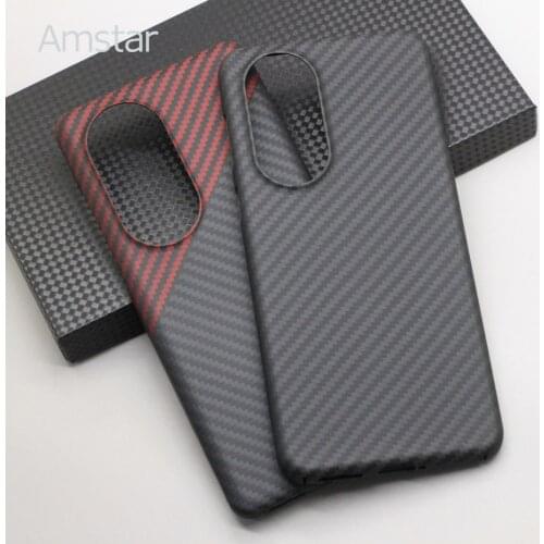 Amstar Dual Color Pure Carbon Fiber Phone Case for Huawei P50 Pro Business Ultra-thin Aramid Fibe Huawei P50 Hard Cover Case