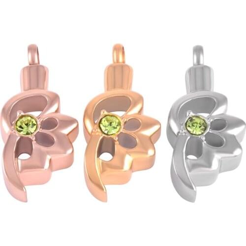 IJD9175 Stainless Steel Butterfly Hold Green Zircon Memorial Urn Necklace Ashes Holder Keepsaje Remembrance jewelry for pets