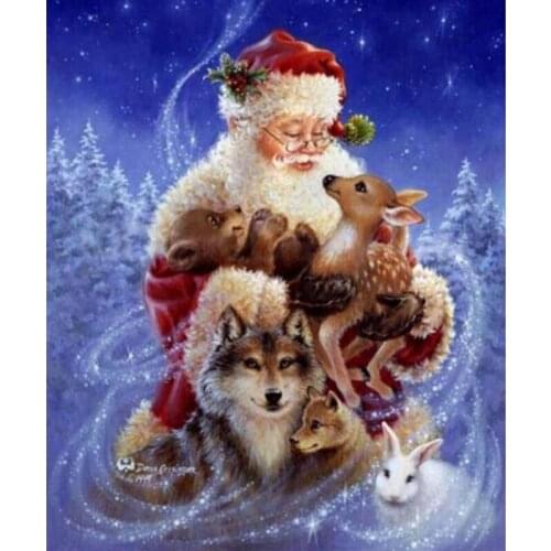 Full square/Round drill Diamond embroidery Santa, wolf, deer 5D DIY diamond Painting Cross Stitch Rhinestone Mosaic decor k3
