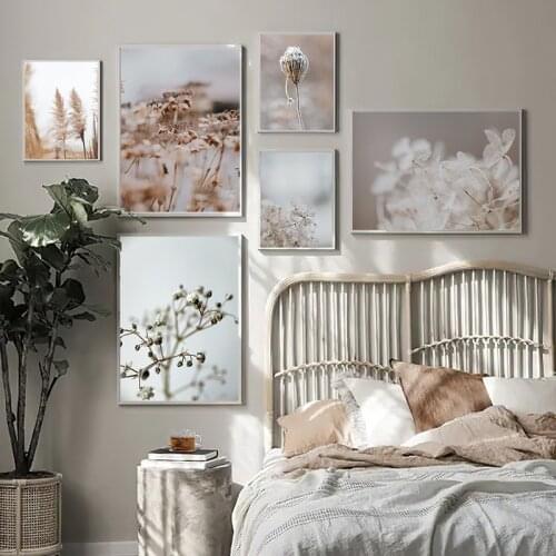 Scandinavian Nature Plant Flower Canvas Painting Nordic Poster Winter Landscape Botanical Print Wall Art Picture Home Decoration