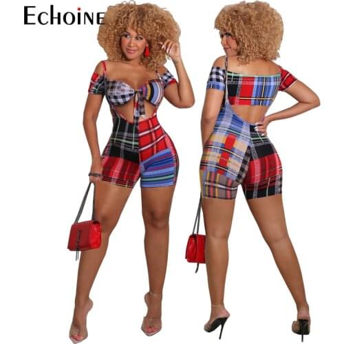 Echoine Women summer Sexy Print sports suit Sleeve tube top Suspender shorts Two Piece set Casual beach Party Outfits Overalls