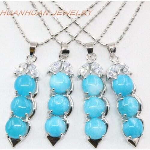 Hot Sale Womens 10x36mm Peanut Shape Necklaces & Pendant Stainless Steel Chain Natural Blue Jades Stone Pendants Jewelry B3359