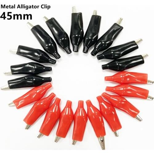 45MM Metal Alligator Clip Crocodile Electrical Clamp Testing Probe Meter Black Red with Plastic Boot Wire And Cable Connector
