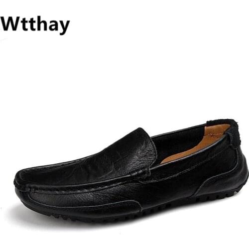 Men Casual Shoes Luxury Brand Genuine Leather Driving Shoes Men Loafers Moccasins Slip on Italian Shoes for Men Big Size Wtthay