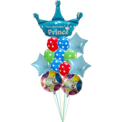 13pcs/set Large Golden Crown Foil Balloon Set Birthday Party Balloon Decoration Bar DIY Sticker Wedding Party Balloon Kids Toy