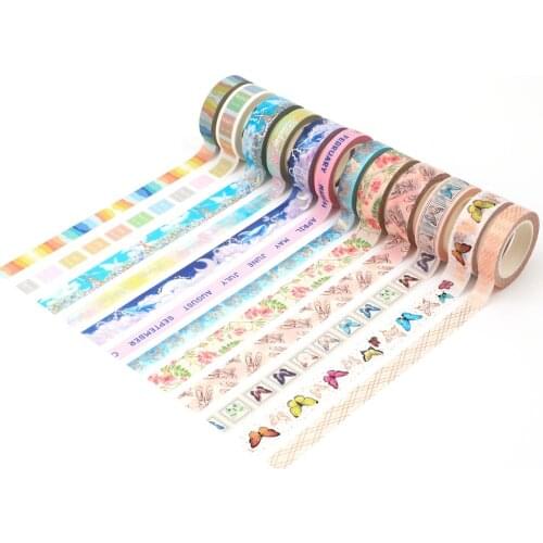 NEW 1PC Decorative Golden Butterflies Windmill Washi Tapes Japanese Paper Bullet Journal Adhesive Masking Tape Cute Stationery