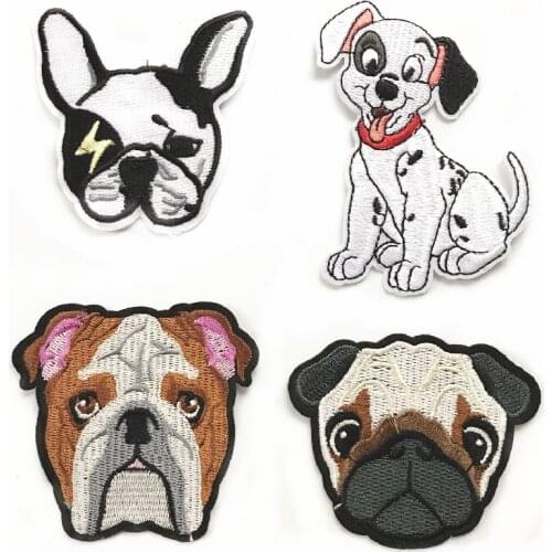 Spotted dog lovely dog head Patch Iron on Embroidered Sewing Applique On Fabric DIY for Clothing Apparel Accessories