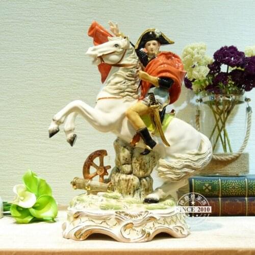 RETRO TOP GRADE EUROPE CERAMIC NAPOLEON KNIGHT STATUE HOME DECOR CRAFTS ROOM DECORATION VINTAGE ORNAMENT PORCELAIN FIGURINE GIFT