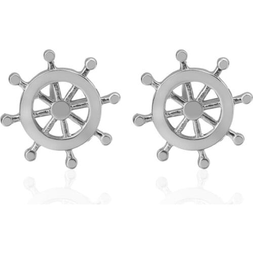 Luxury Men Silvery rudder Cufflinks High Quality Lawyer Groom Wedding Cufflinks For Mens Shirt Cuff Links French Jewelry