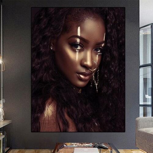 Nordic Posters and Print Black and White African Art Woman Canvas Painting Scandinavian Wall Art Picture for Room Home Decor