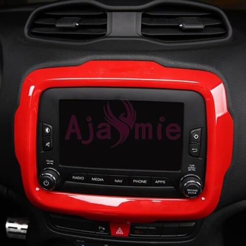 Car Styling Interior Red Color Audio Screen Cover Panel Overlay Trim Kit Plate 2016 2017 2018 For Jeep Renegade Accessories