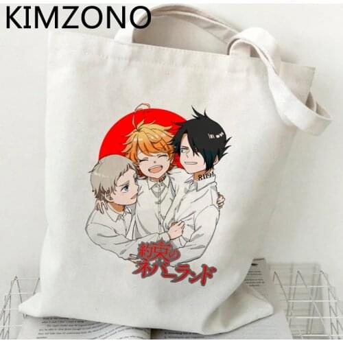 The Promised Neverland shopping bag canvas handbag eco tote jute bag shopping bag reciclaje foldable sac cabas net cabas