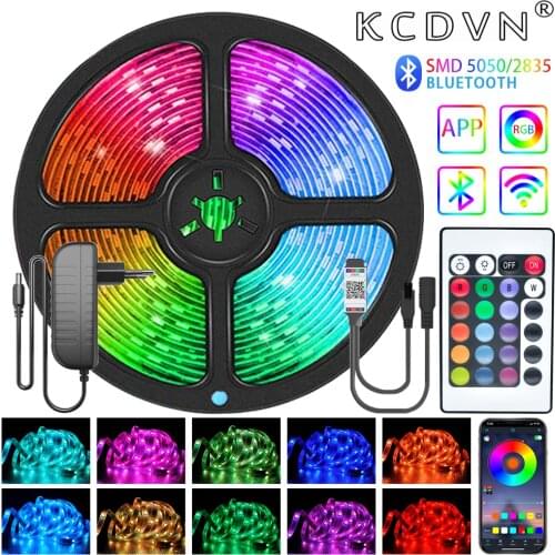 LED Lights Strip Bluetooth 5050 Intelligent Flexible Ribbon For Room TV Computer Bedroom Party Kitchen Tape Diode DC 12V Control