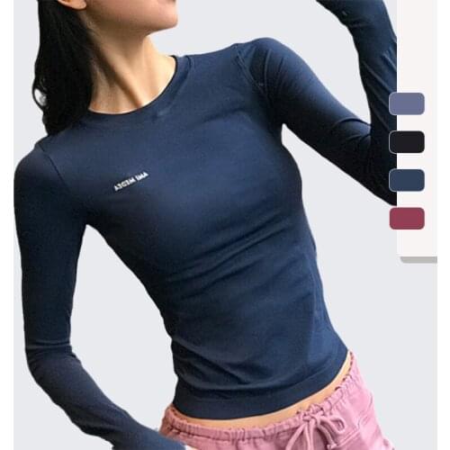Long Sleeve Gym Yoga Sports Crop Top Womens Seamless T-shirt Fitness Woman Sport Tshirt Workout Gym Tops For Women Sportswear