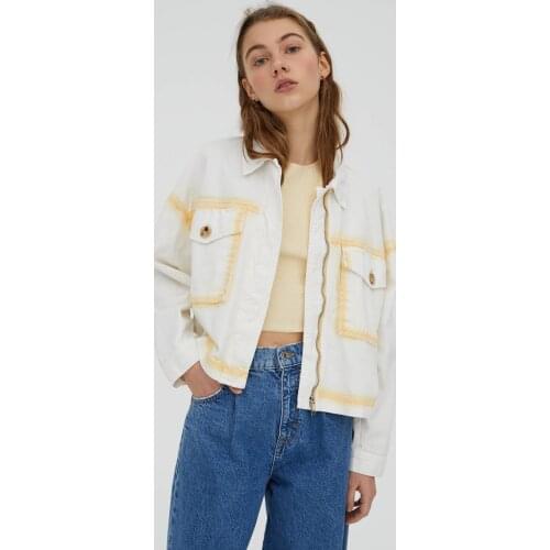 2021 Fall Spring Vintage Woman Cotton Pull&Bear Batic Desing Jacket