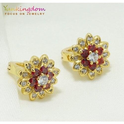 Yunkingdom Crystal Cubic Zirconia Hoop Earrings for Women Gold Color Fashion Jewelry Wholesale