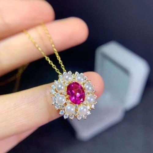 Shopkeepers recommendation Natural Red Topaz Ring 925 Sterling Silver Lady necklace pearl summer jewelry