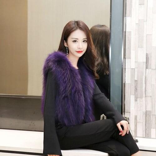 2021 Women Winter New Warm Real Raccoon Fur Vest Female Short Slim Waistcoat Ladies Genuine Fur Vest Solid Color Jackets U586