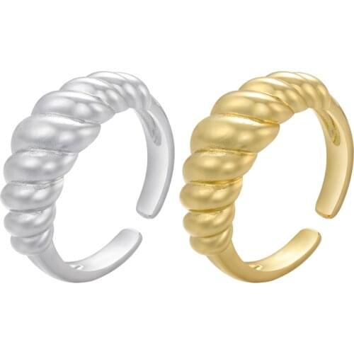 ZHUKOU Gold Silver Color Twisted Croissants Rings Threads Geometric Rings for Women Chunky Rings Vintage Jewelry wholesale VJ137