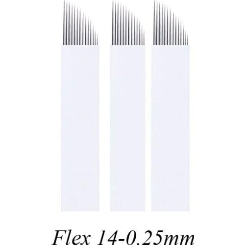 0.25mm Microblading 14 Pins S14 Sloped Eyebrow Tattoo Needles Permanent Makeup Manual Microblade Needles Disposable Sterilized