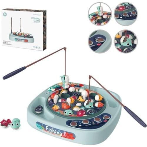 1Set Rotating Board Game Electric Fishing Game Toy Set Realistic Magnetic Fish Board with 24 Fish Set Interactive Toy
