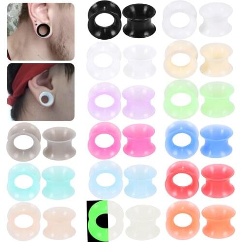 1 Pair Silicone Flexible Ear Plugs and Tunnels Ear Gauge Expander Stretcher Earlets Earrings Ear Piercing Body Piercing Jewelry