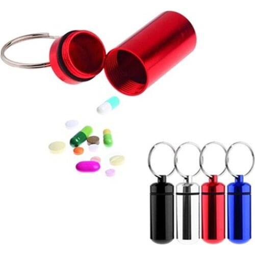 1PC Pill Box with Keychain Small Tablets Holder Pill Case First Aid Container with Key Ring Key Chain Gift