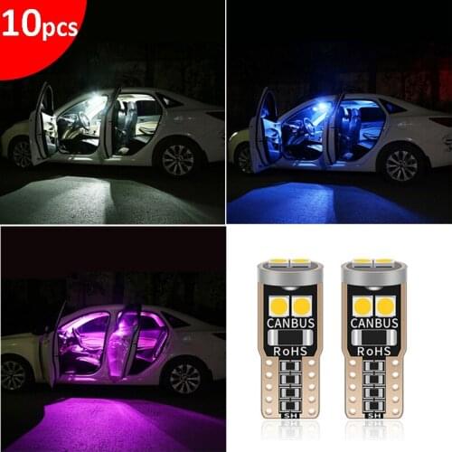 10PCS T10 W5W BA9S LED Canbus Car Interior Lights SMD 3030 Instrument Bulb Wedge Light No Error 12V Auto License Plate Light