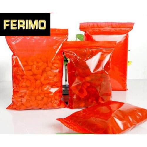 100pcs Red Plastic Storage Bag Reclosable Transparent Ziplock Bags Small Jewelry Package Bag Mini Clear Baggies 3x4/4x6/6x8cm