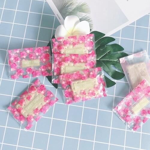 100pcs/lot Transparent Cellophane Cherry Blossoms Sprinkle Snowflake Crispy Nougat Wrapping Cookies Candy Baptism DIY Sugar Pack