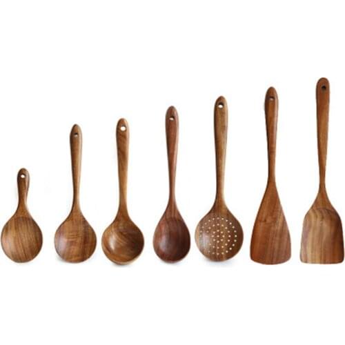 100% Teak Household Safe Eco-Friendly Practical Durable Teak Wood Soup Ladle Tableware