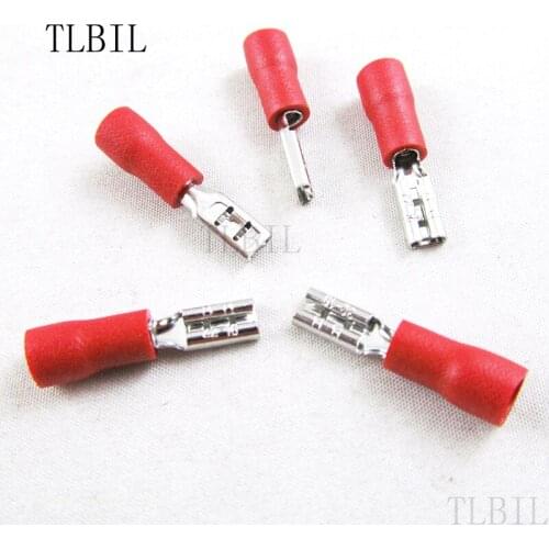 1000 pcs FDD 1.25-110 Insulated Female 2.8mm Spade Crimp wire Connector Terminals for car Electrical connector