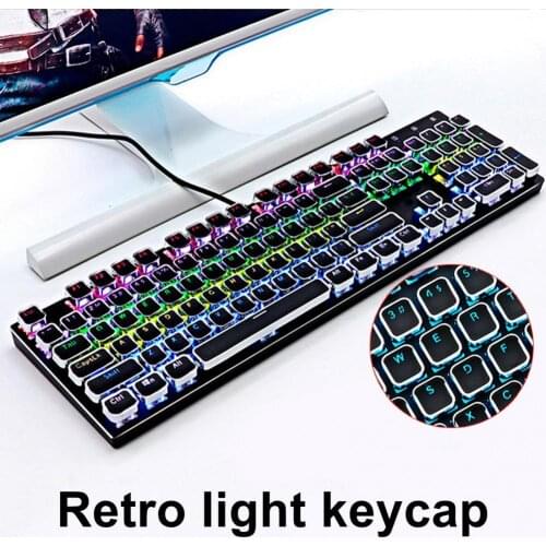104 Keys Electroplating Punk Backlight Key Caps Glow Retro Transparent Replacement Keycap For Cross Shaft Mechanical Keyboard