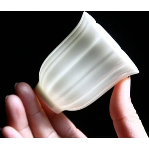 2pcs/set Household Single Teacups Kitchen Teaware Drinking Tool White Porcelain Mutton Jade Porcelain Kungfu Tea Cup Master Cup