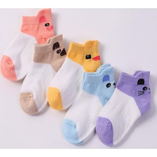 2018 Summer Mesh Style Cotton Baby Boy & Girls Socks Animal cartoon Boat Socks For 1-12 Year Children Socks 5 Pairs/ Lot