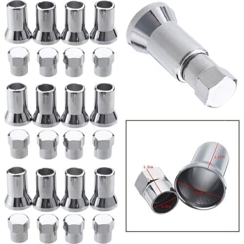 24pcs Silver TR413 Chrome Car Truck Tire Wheel Tyre Valve Stem Sleeves Hex Cap Car Truck Accessories Stem Sleeves 1.2*0.8cm