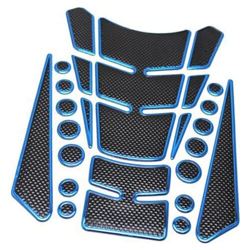 2x Universal Motorcycle Gas Tank Protector Panel Pad Fish Sticker Blue/Black