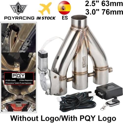 PQY New 2in1 3in1 2.5" 63mm / 3.0" 76mm Electric Exhaust 3 Outlet Downpipe E-Cutout Cut Out Valve With Remote Control Wireless