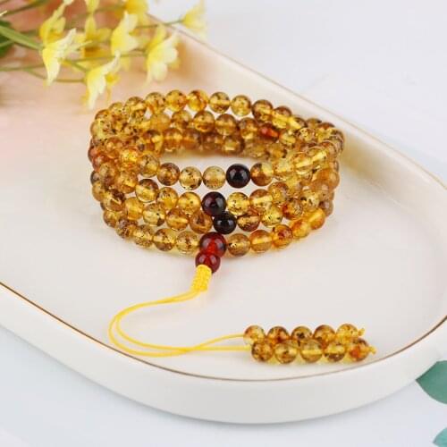 Genuine Natural Baltic Sea Amber Bracelet Landscape Amber Bracelet 108 Rosary Necklace Bracelet Fashion Exquisite Jewelry
