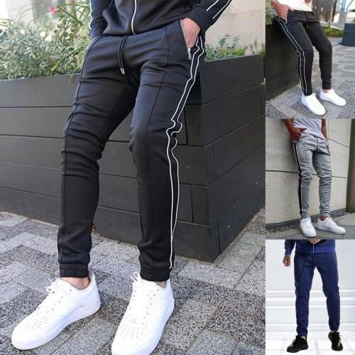 Color Block Cargo Pants Men Casual Drawstring Zipper Long Pants Male Ankle Tied Cargo Pants Long Trousers Jogger pantalon homme