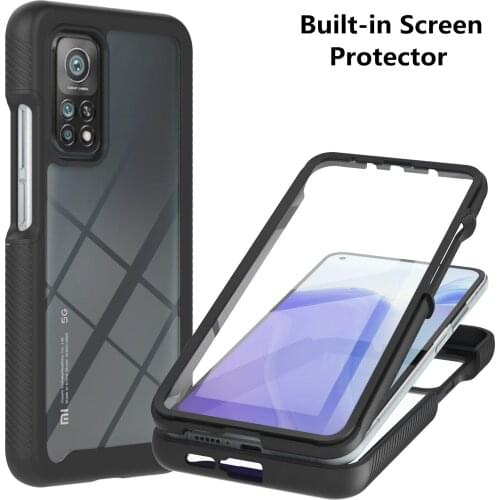 Built-in Screen Protector Phone Case For Xiaomi Mi 10T Pro Lite Pocophone Poco X3 NFC Redmi M3 9T Note 9 4G 5G 10 Max 9S Cover