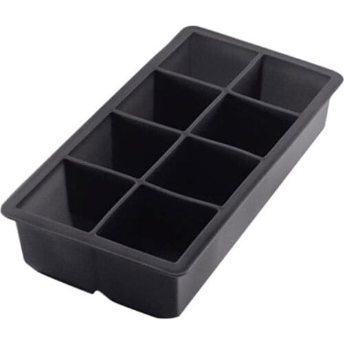Black 8 Big Ice Tray Mold Giant Jumbo Large Silicone Ice Cube Square Tray Mold DIY Ice Maker ice cube tray Kitchen Tools