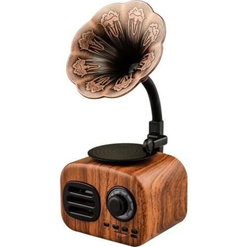 Retro Wood Portable Mini Bluetooth Speaker Wireless Loudspeaker Outdoor Speaker Sound System TF FM Radio Music Subwoofer